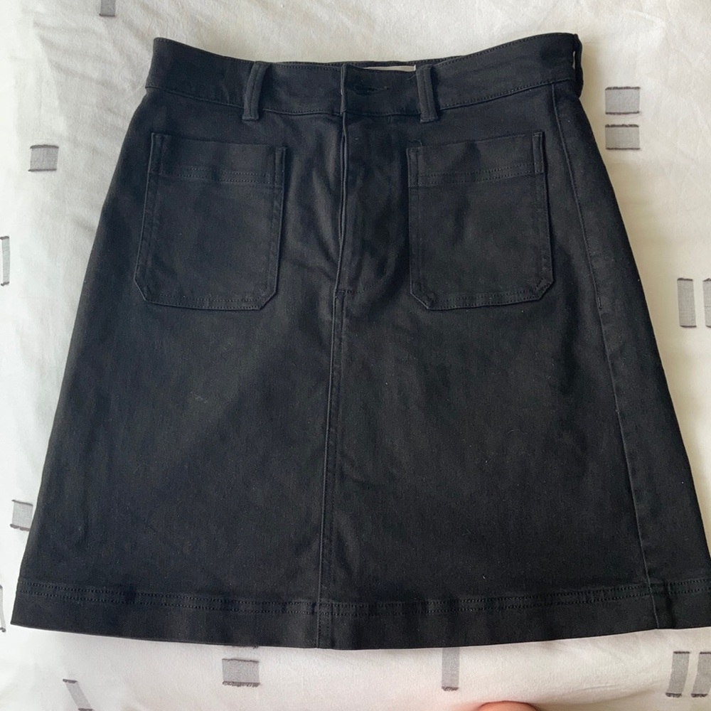 Everlane black twill mini skirt